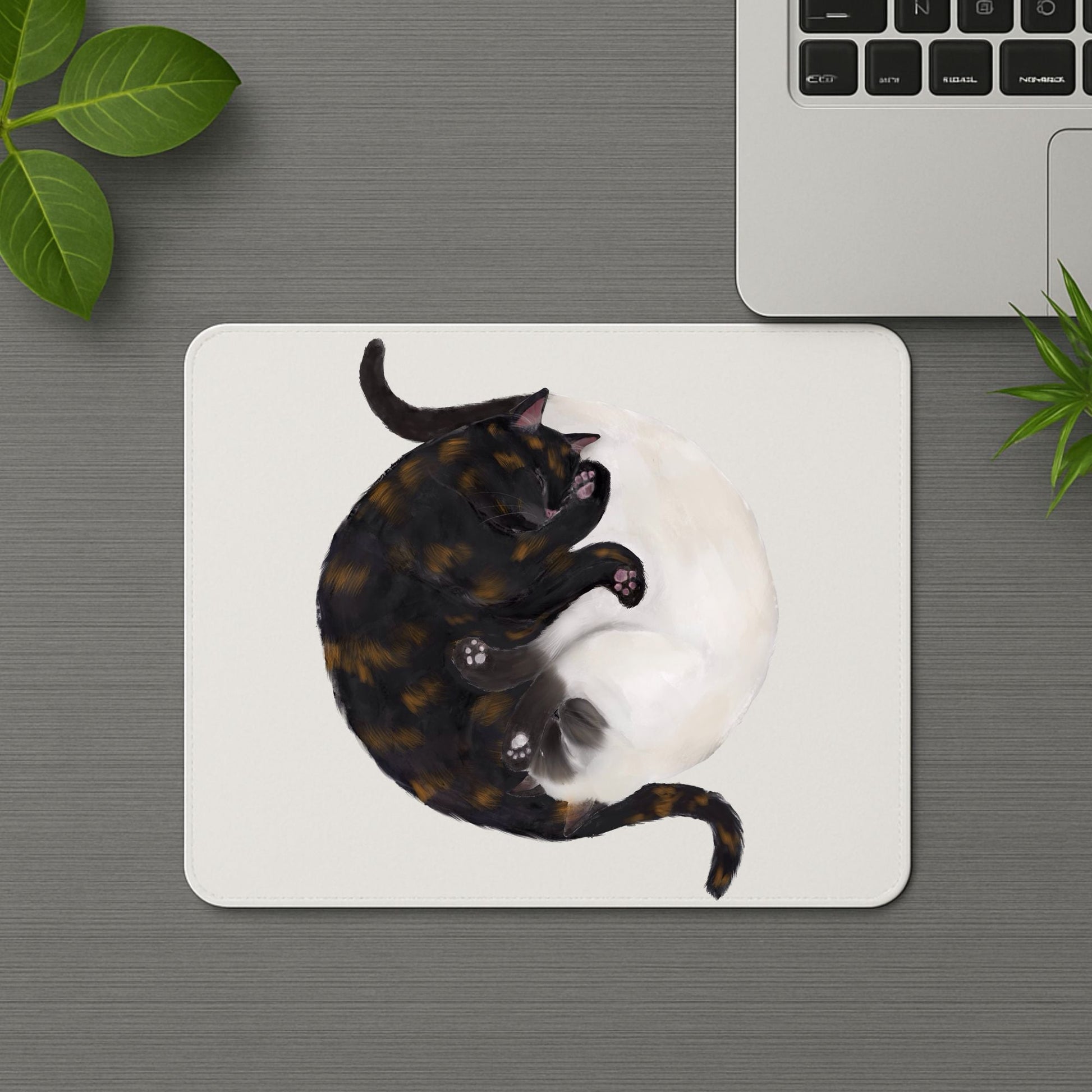 Sleeping Tortoiseshell and Siamese Cats Mousepad - MerikaArt