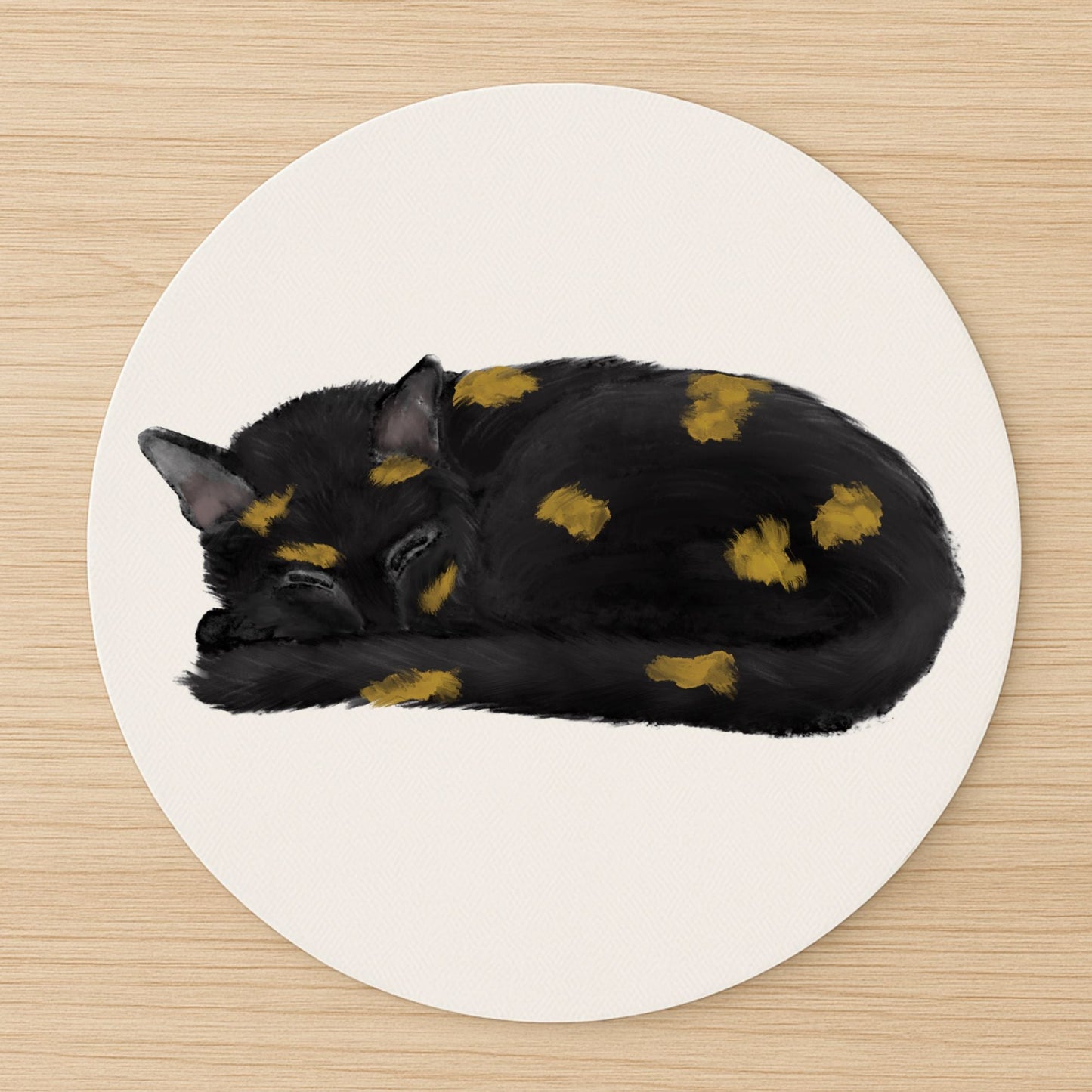 Sleeping Tortoiseshell Cat Mousepad - MerikaArt