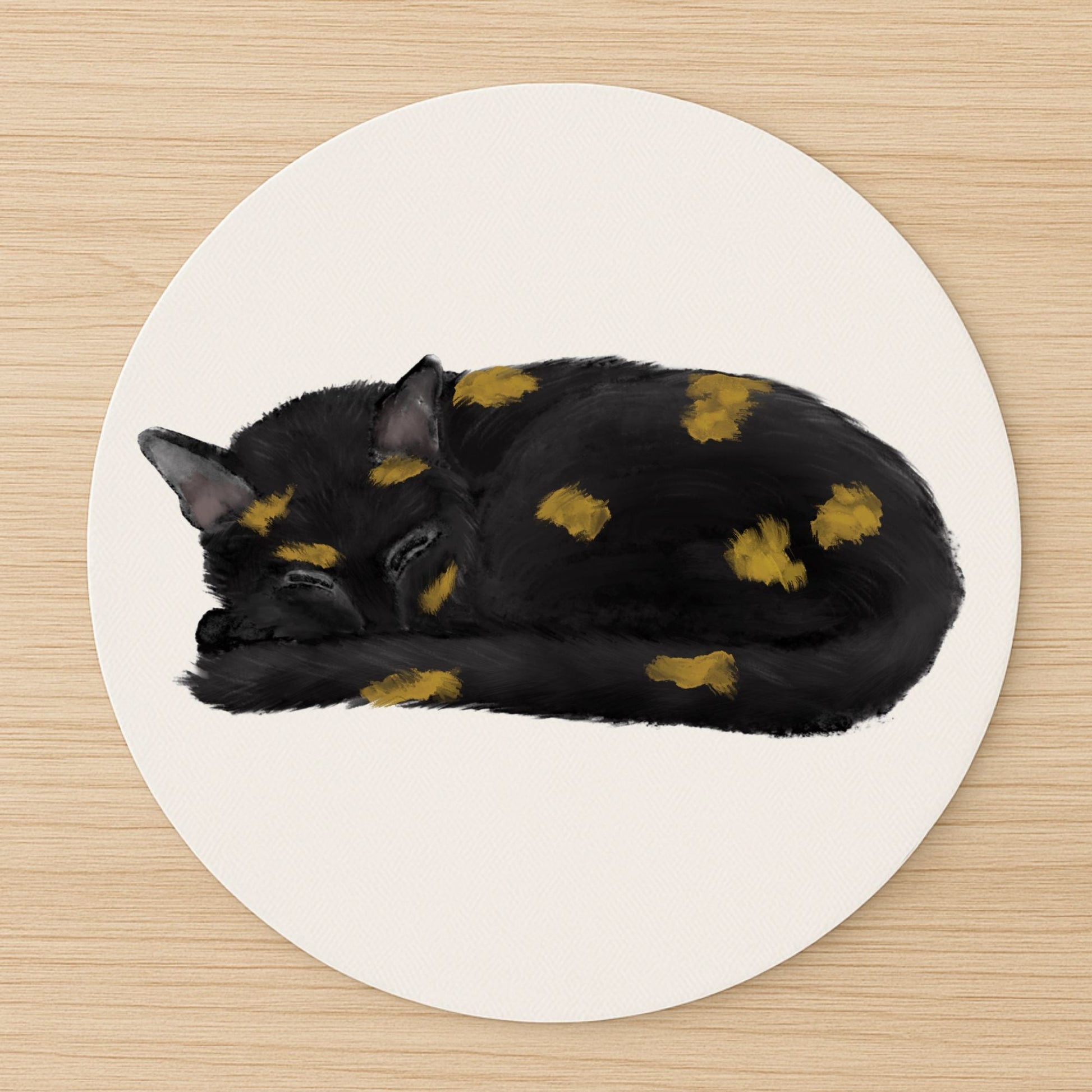 Sleeping Tortoiseshell Cat Mousepad - MerikaArt