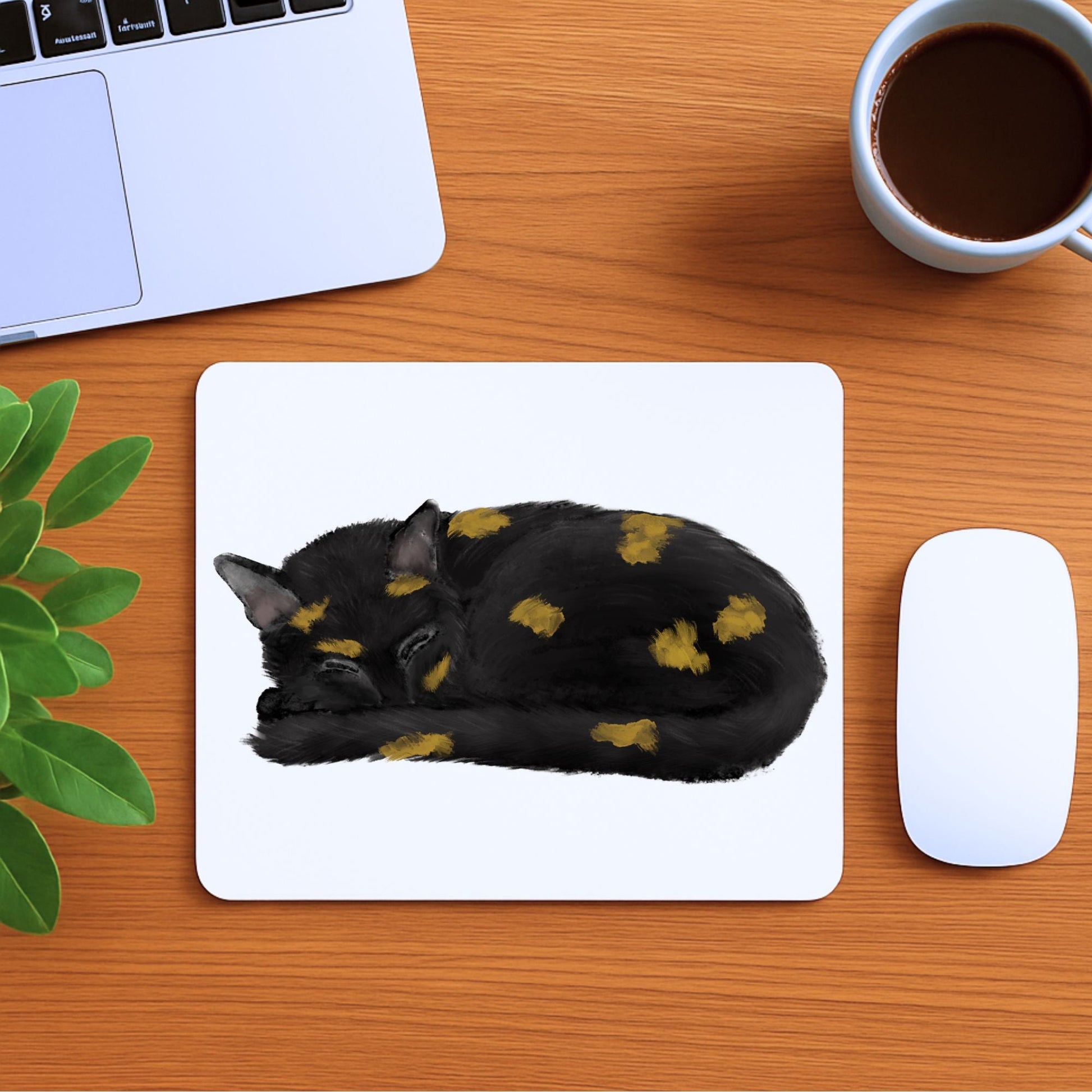 Sleeping Tortoiseshell Cat Mousepad - MerikaArt