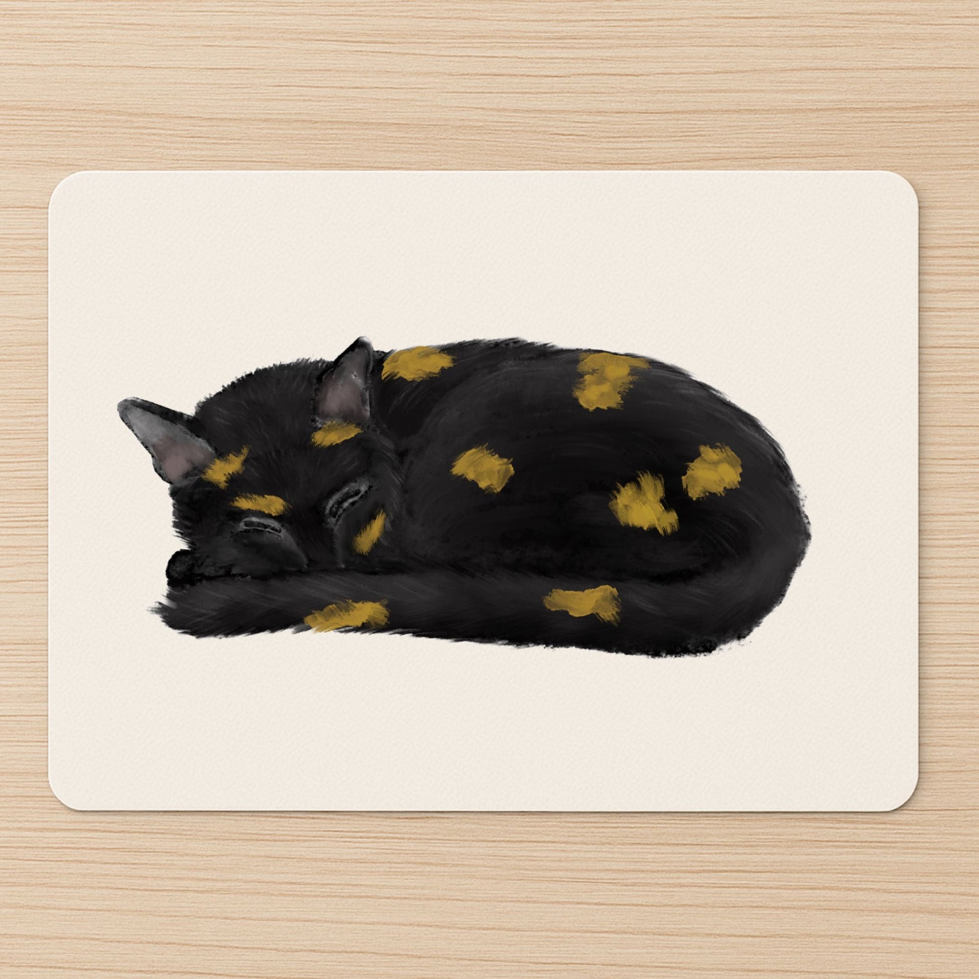 Sleeping Tortoiseshell Cat Mousepad - MerikaArt