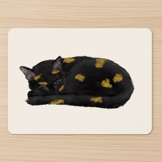 Sleeping Tortoiseshell Cat Mousepad - MerikaArt
