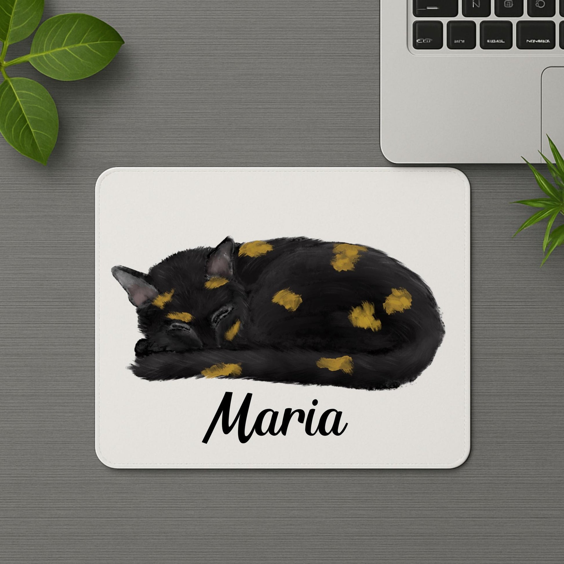 Sleeping Tortoiseshell Cat Mousepad - MerikaArt