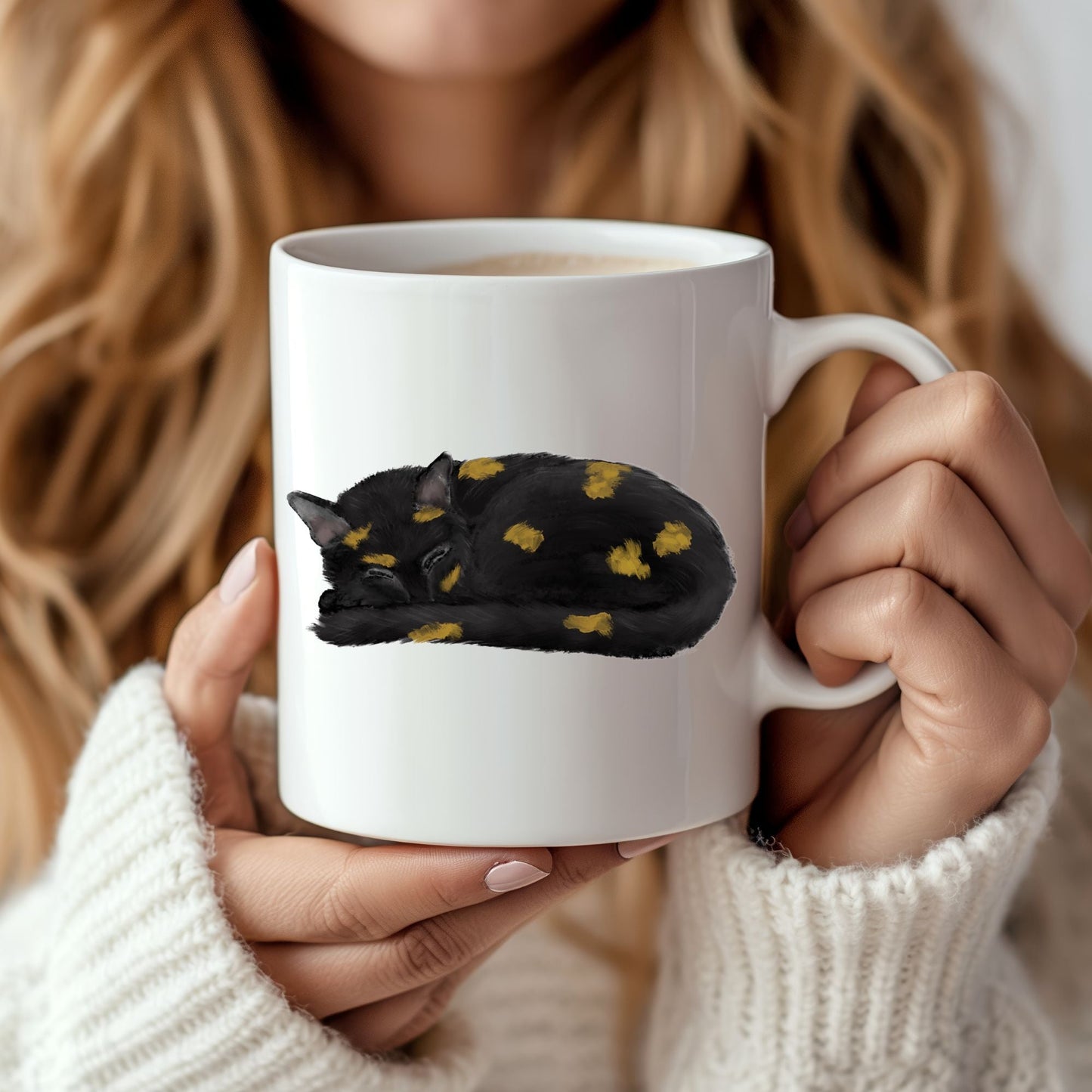 Sleeping Tortoiseshell Cat Mug - MerikaArt