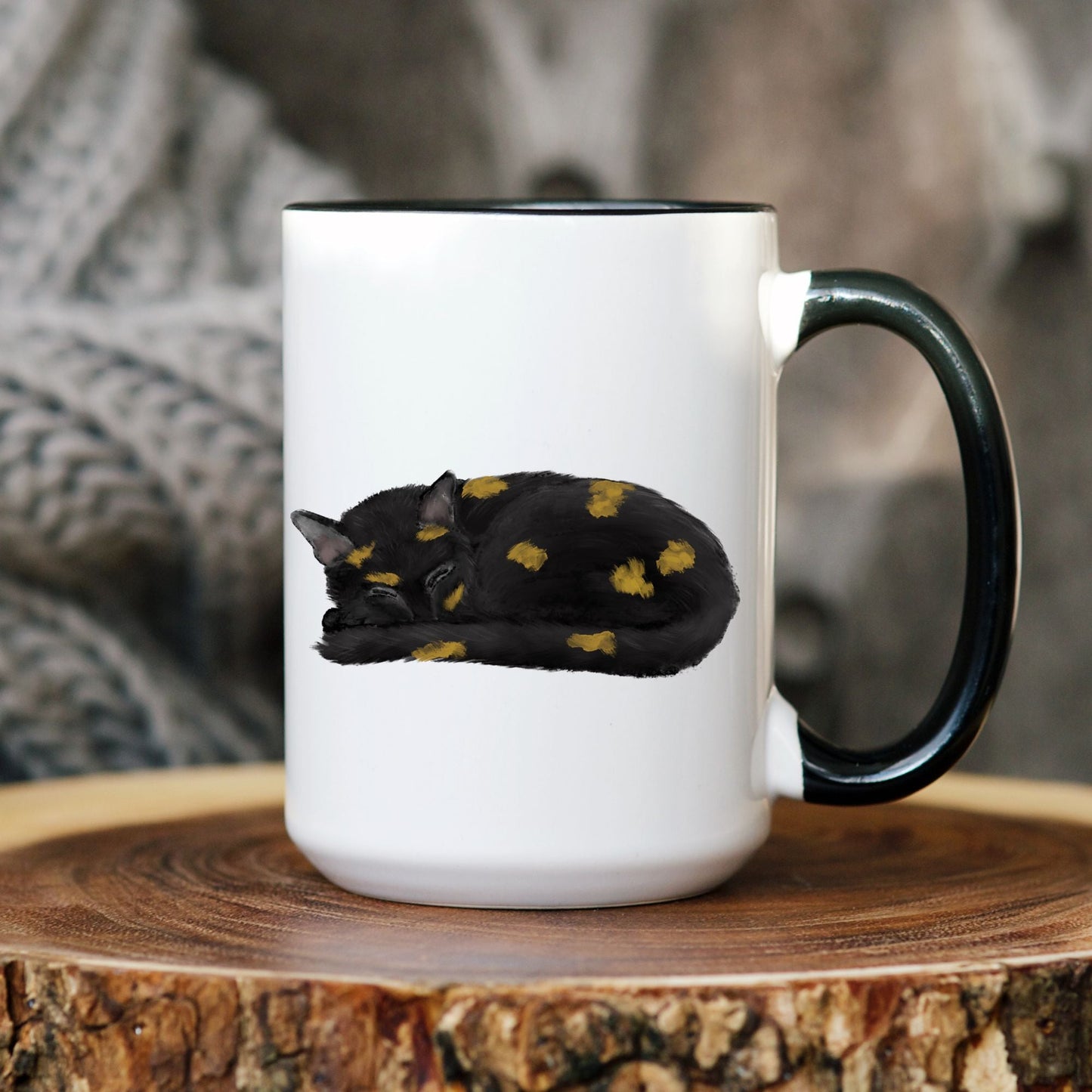 Sleeping Tortoiseshell Cat Mug - MerikaArt