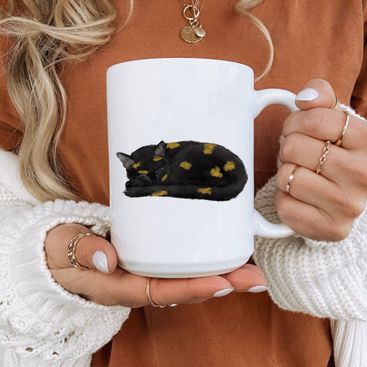 Sleeping Tortoiseshell Cat Mug - MerikaArt