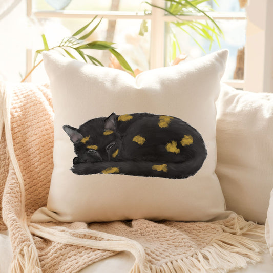 Sleeping Tortoiseshell Cat Pillow - MerikaArt
