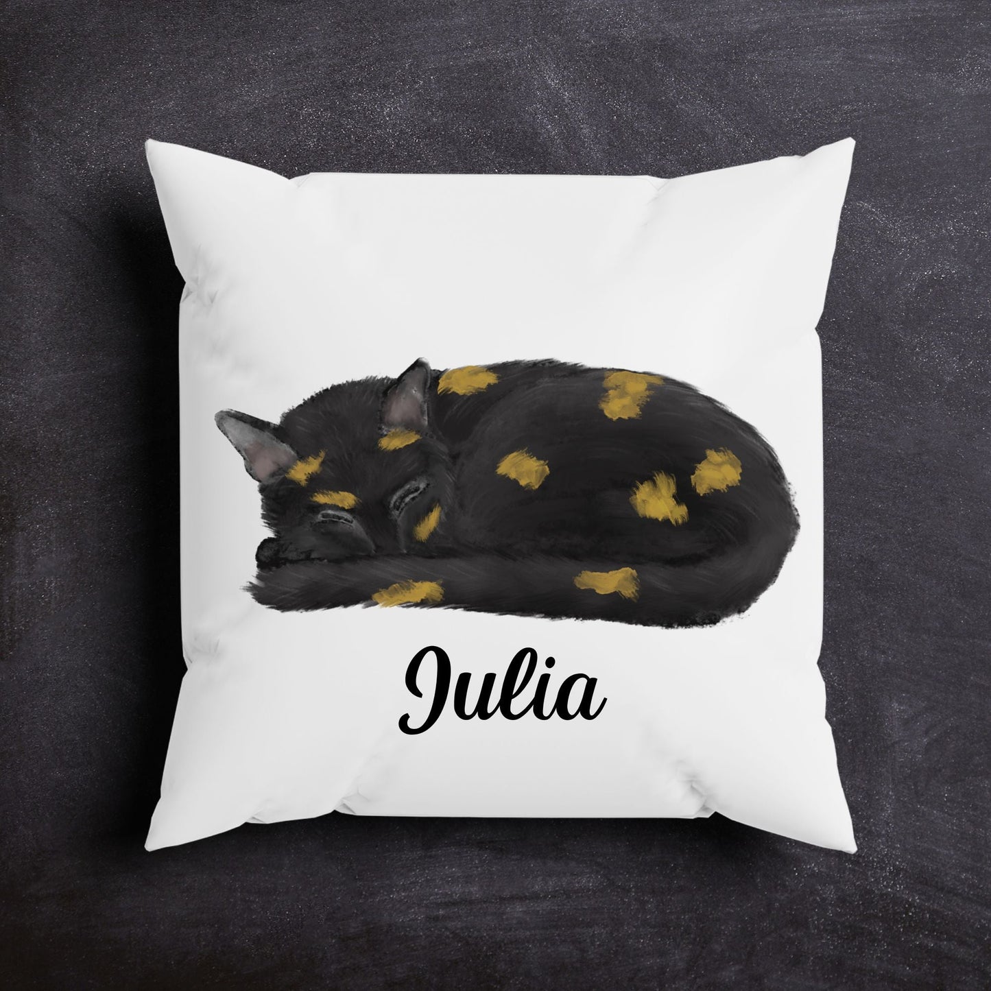 Sleeping Tortoiseshell Cat Pillow - MerikaArt