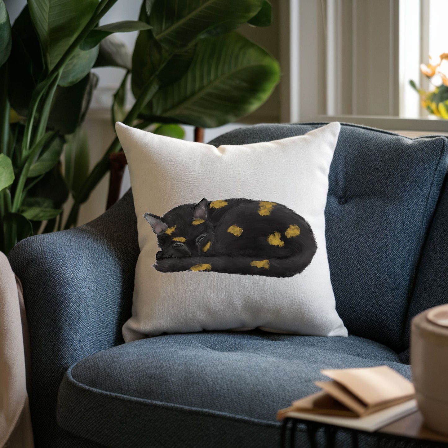 Sleeping Tortoiseshell Cat Pillow - MerikaArt