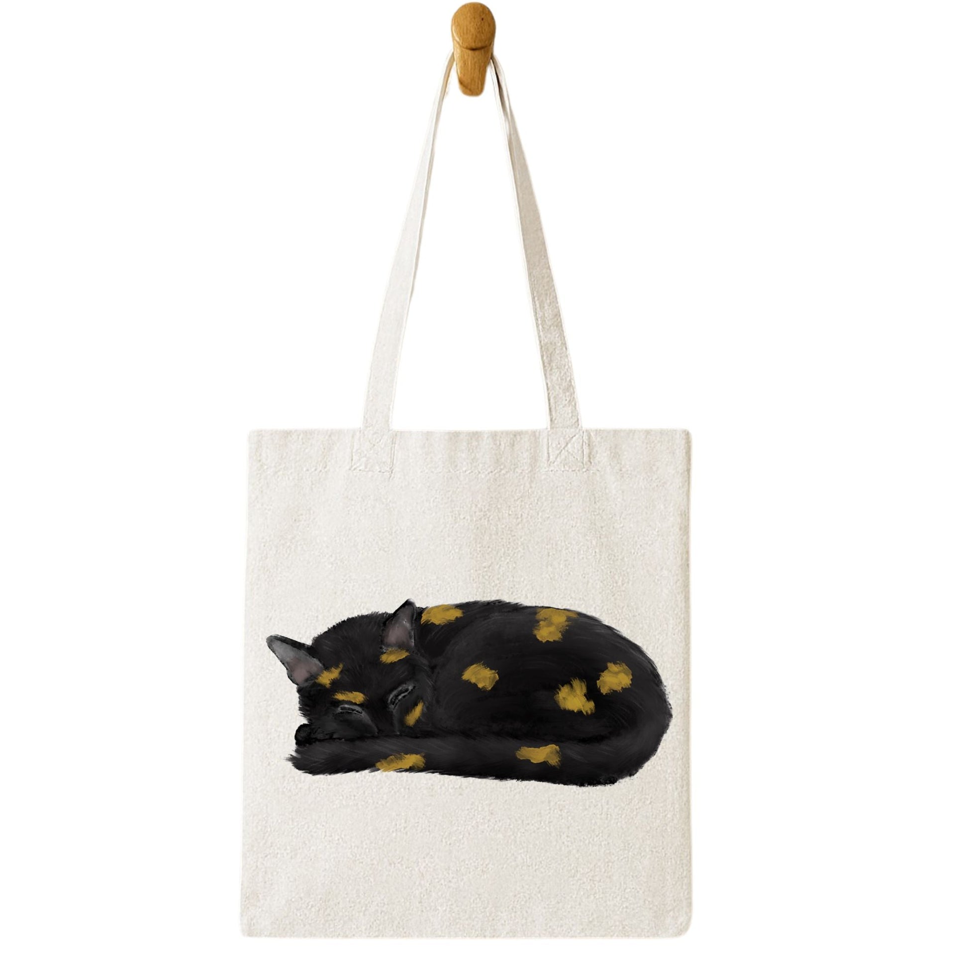 Sleeping Tortoiseshell Cat Tote Bag - MerikaArt