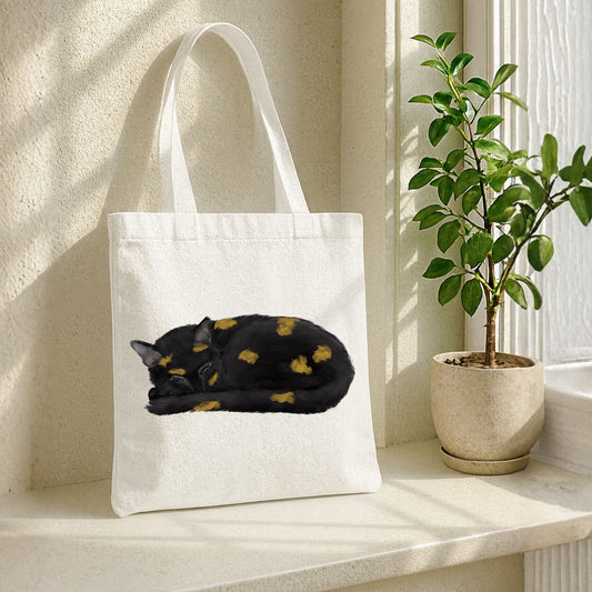 Sleeping Tortoiseshell Cat Tote Bag - MerikaArt