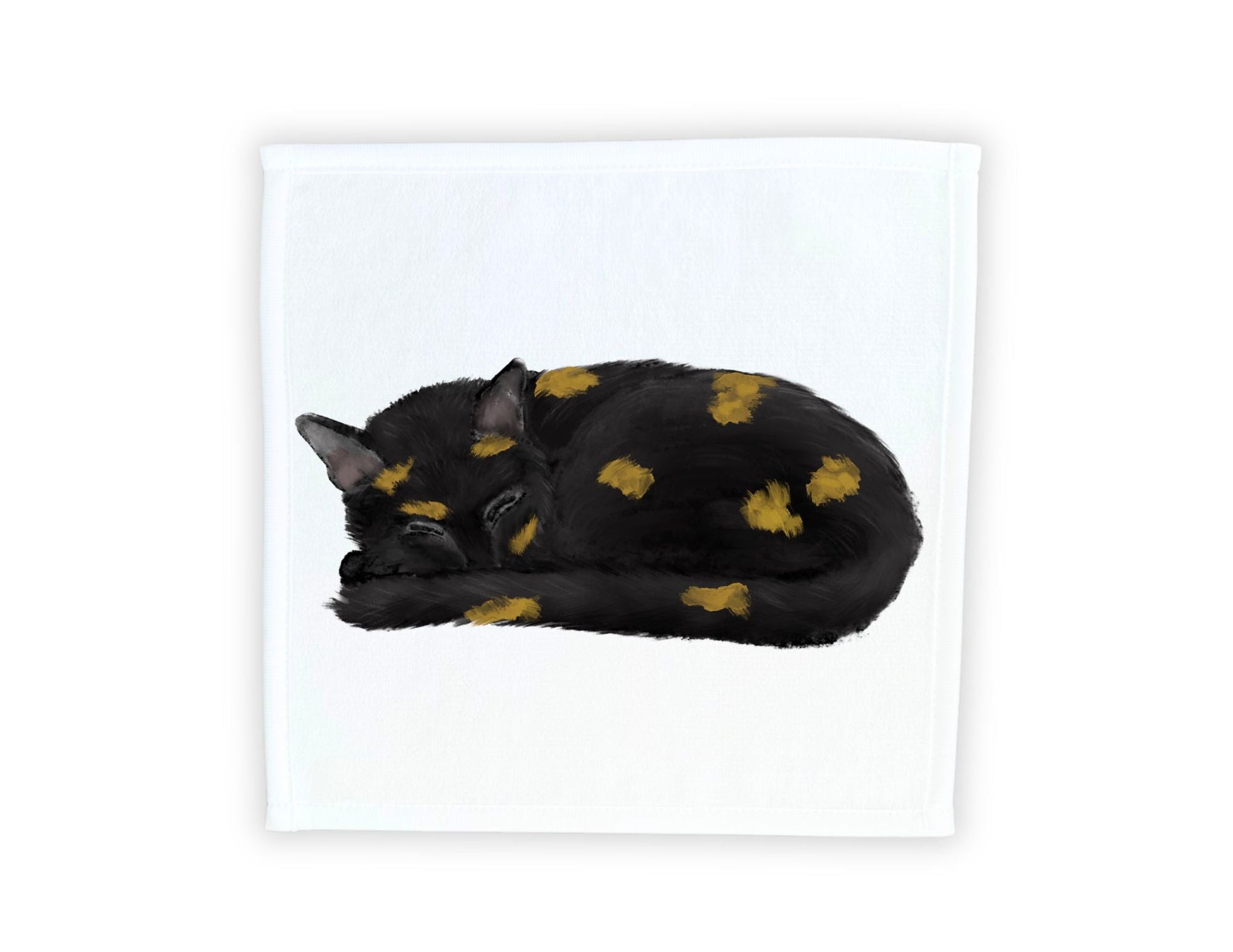 Sleeping Tortoiseshell Cat Washcloth - MerikaArt