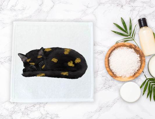Sleeping Tortoiseshell Cat Washcloth - MerikaArt