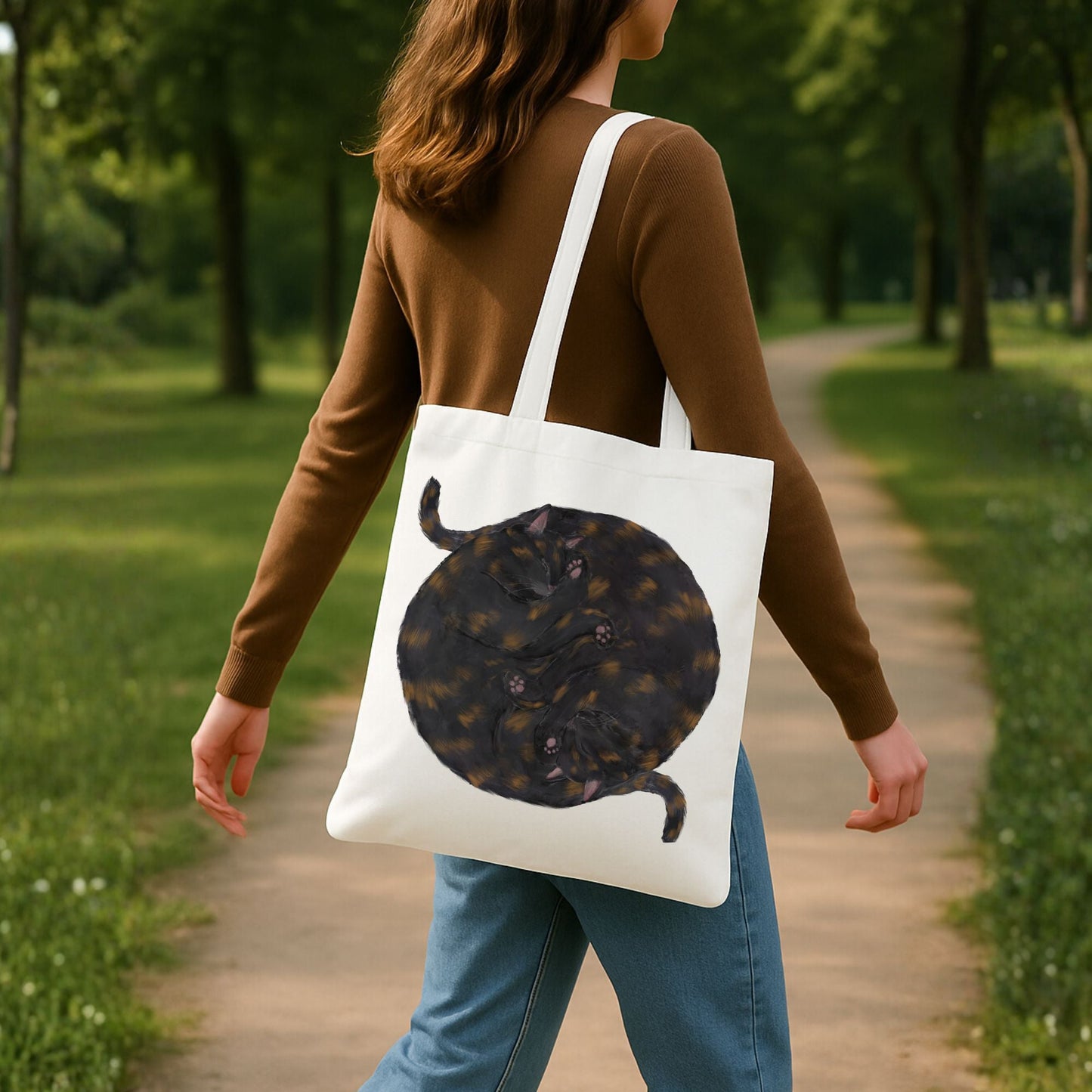 Sleeping Tortoiseshell Cats Canvas Tote Bag - MerikaArt