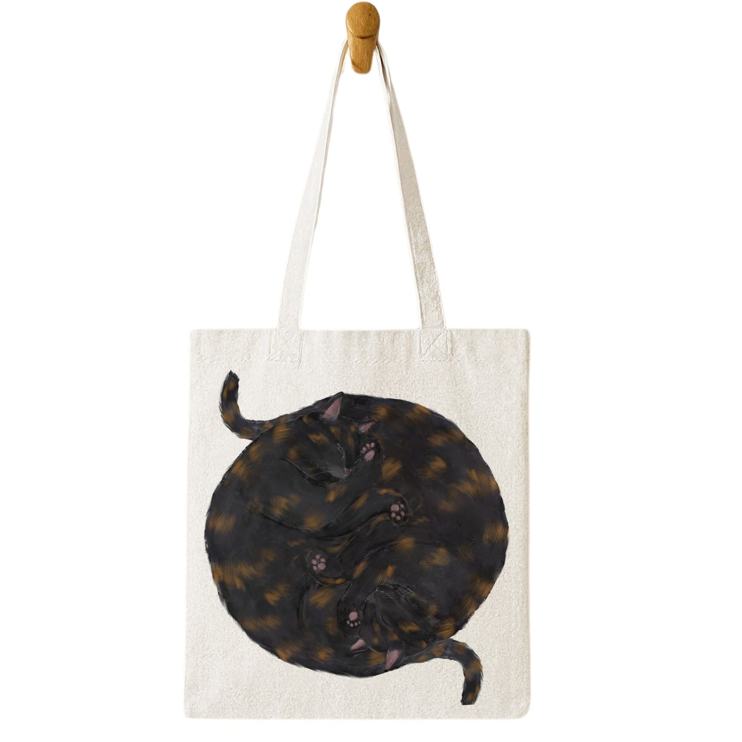 Sleeping Tortoiseshell Cats Canvas Tote Bag - MerikaArt