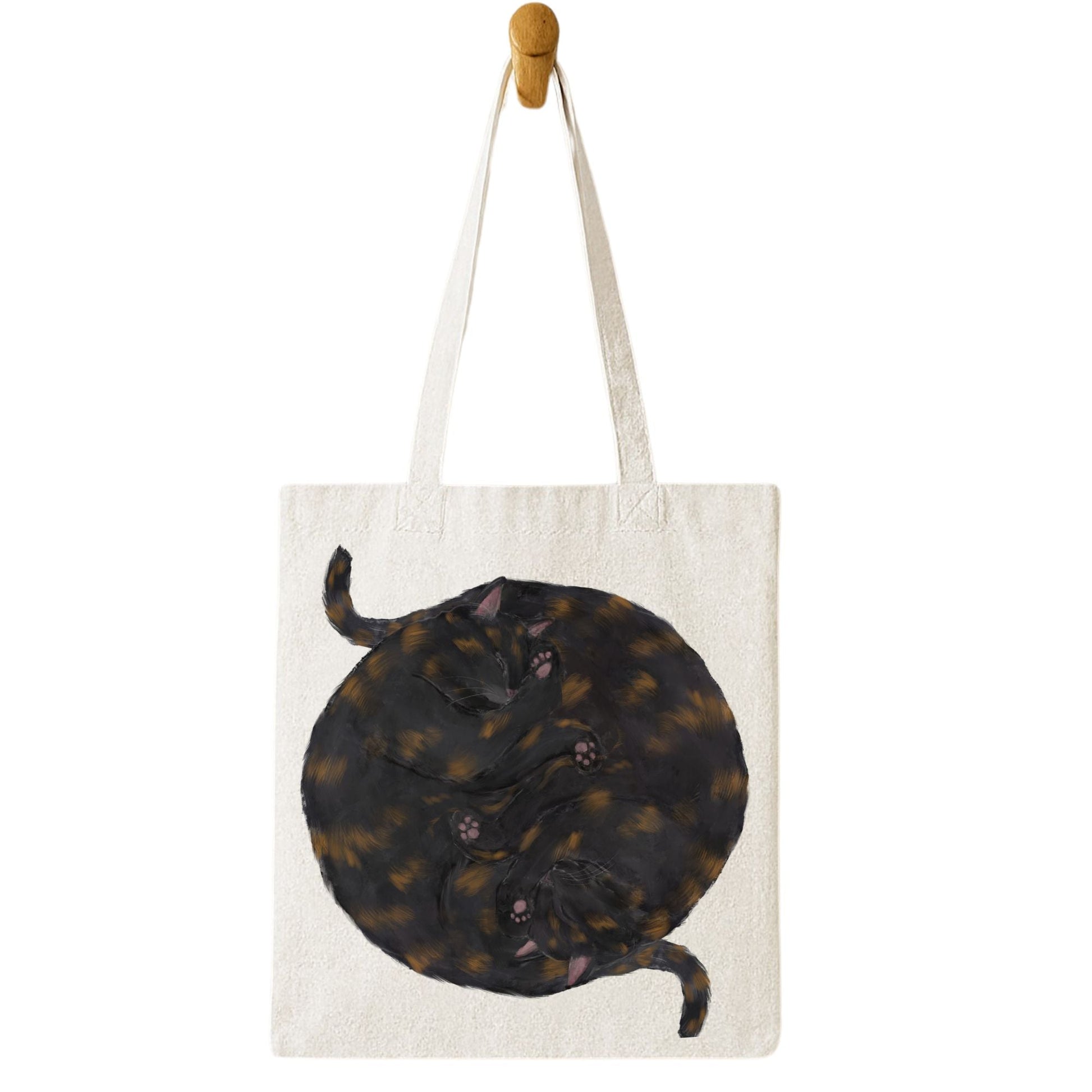 Sleeping Tortoiseshell Cats Canvas Tote Bag - MerikaArt