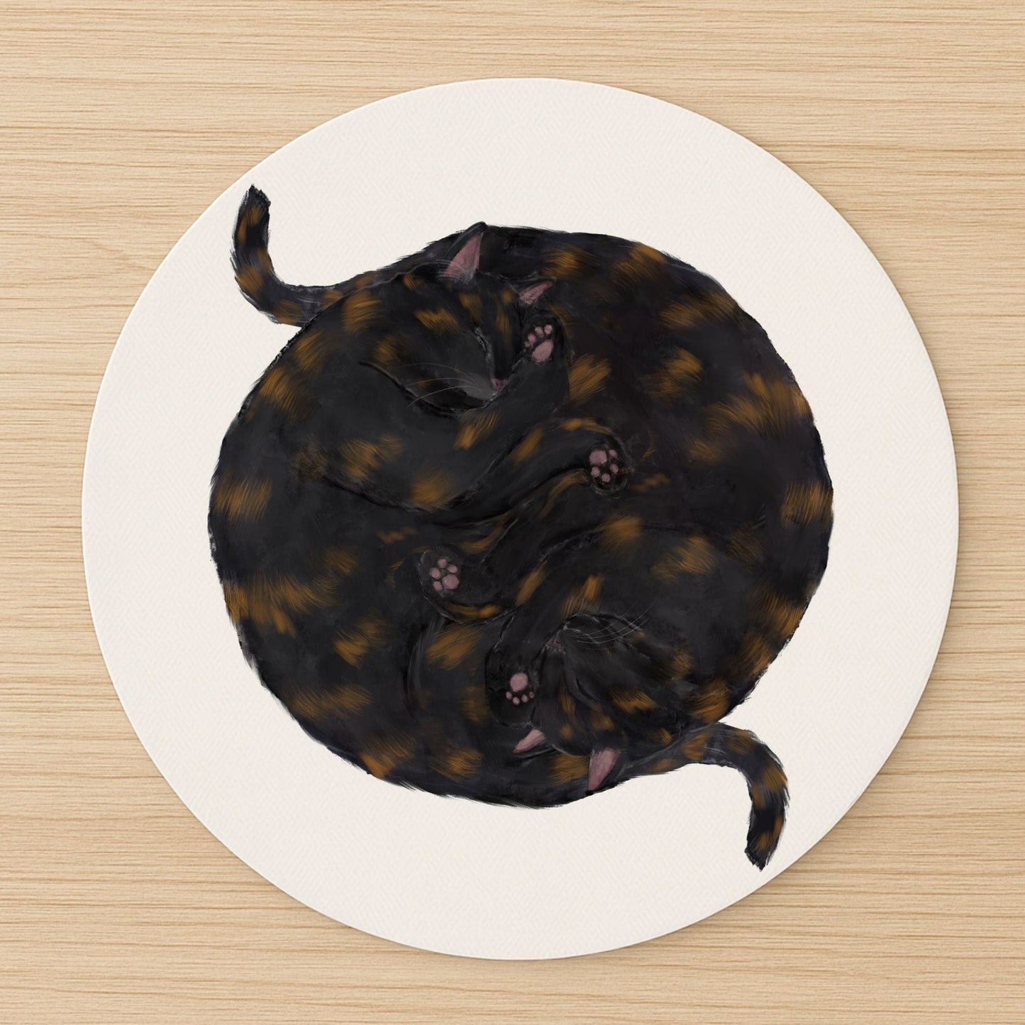 Sleeping Tortoiseshell Cats Mousepad - MerikaArt