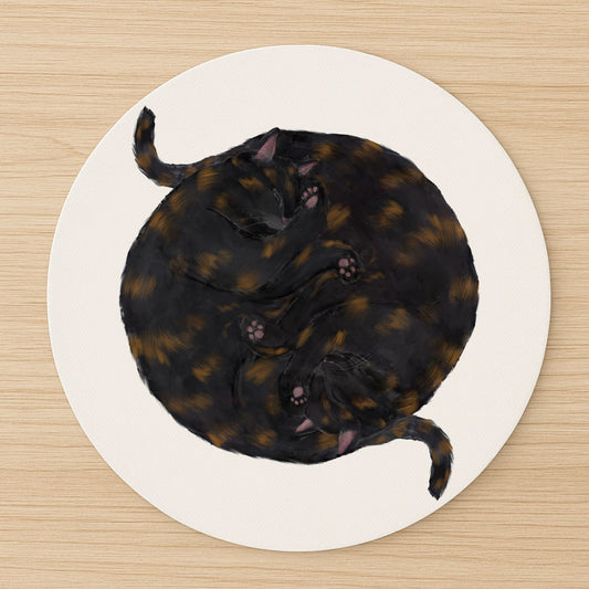 Sleeping Tortoiseshell Cats Mousepad - MerikaArt