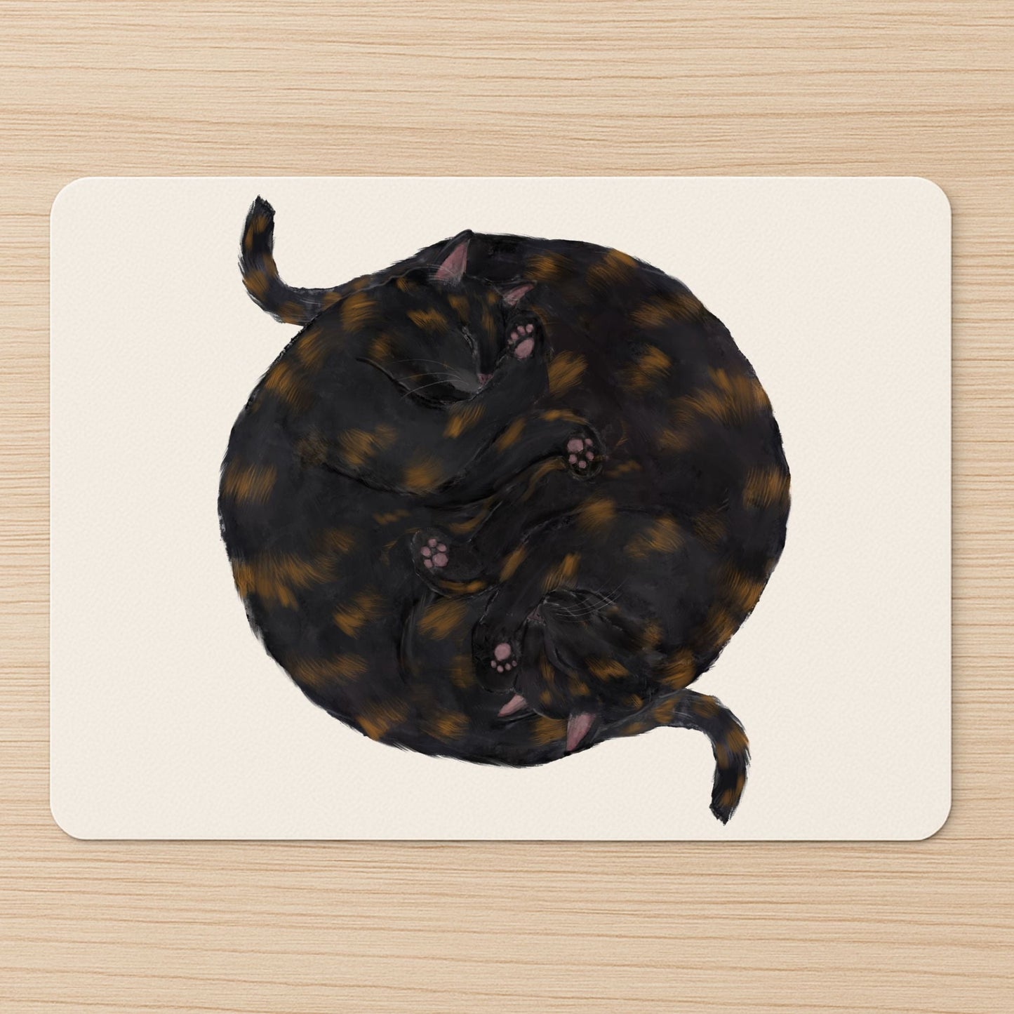 Sleeping Tortoiseshell Cats Mousepad - MerikaArt