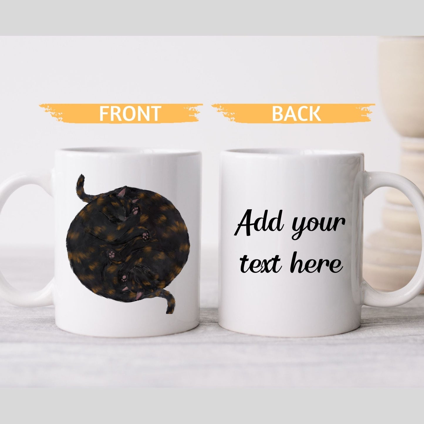 Sleeping Tortoiseshell Cats Mug - MerikaArt