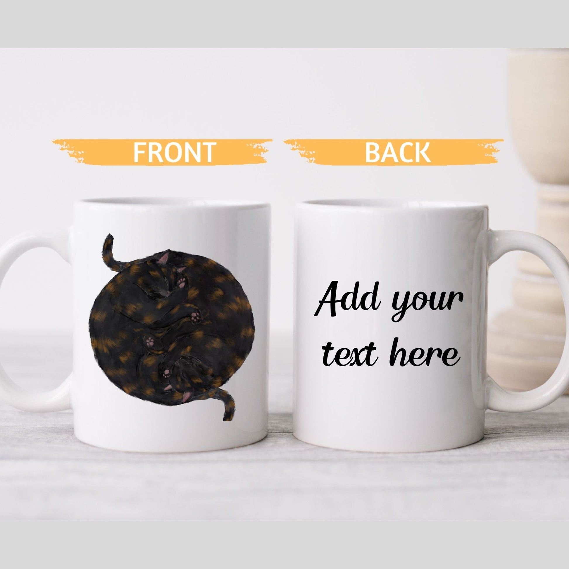 Sleeping Tortoiseshell Cats Mug - MerikaArt