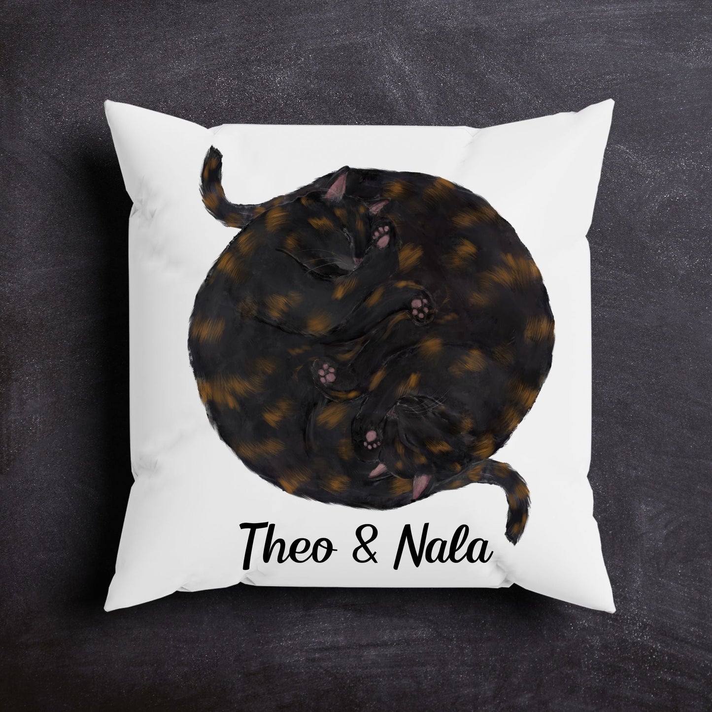 Sleeping Tortoiseshell Cats Pillow - MerikaArt