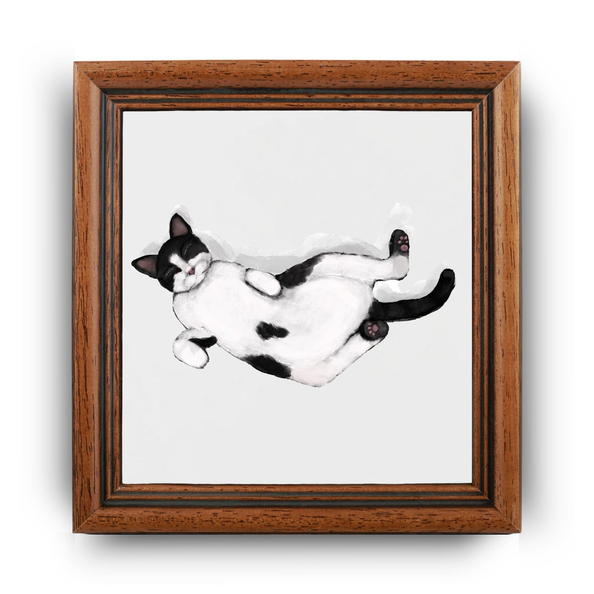 Sleeping Tuxedo Cat Ceramic Tile - MerikaArt