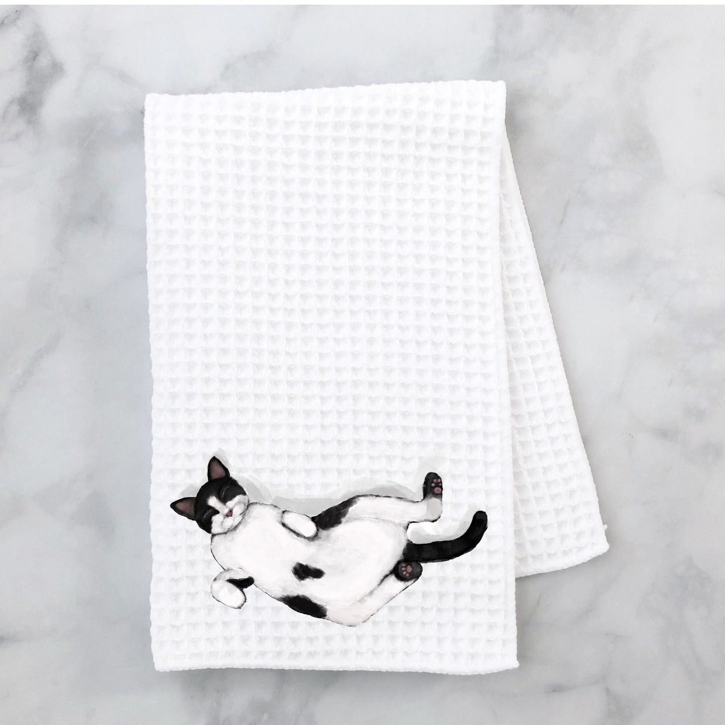 Sleeping Tuxedo Cat Kitchen Towel - MerikaArt