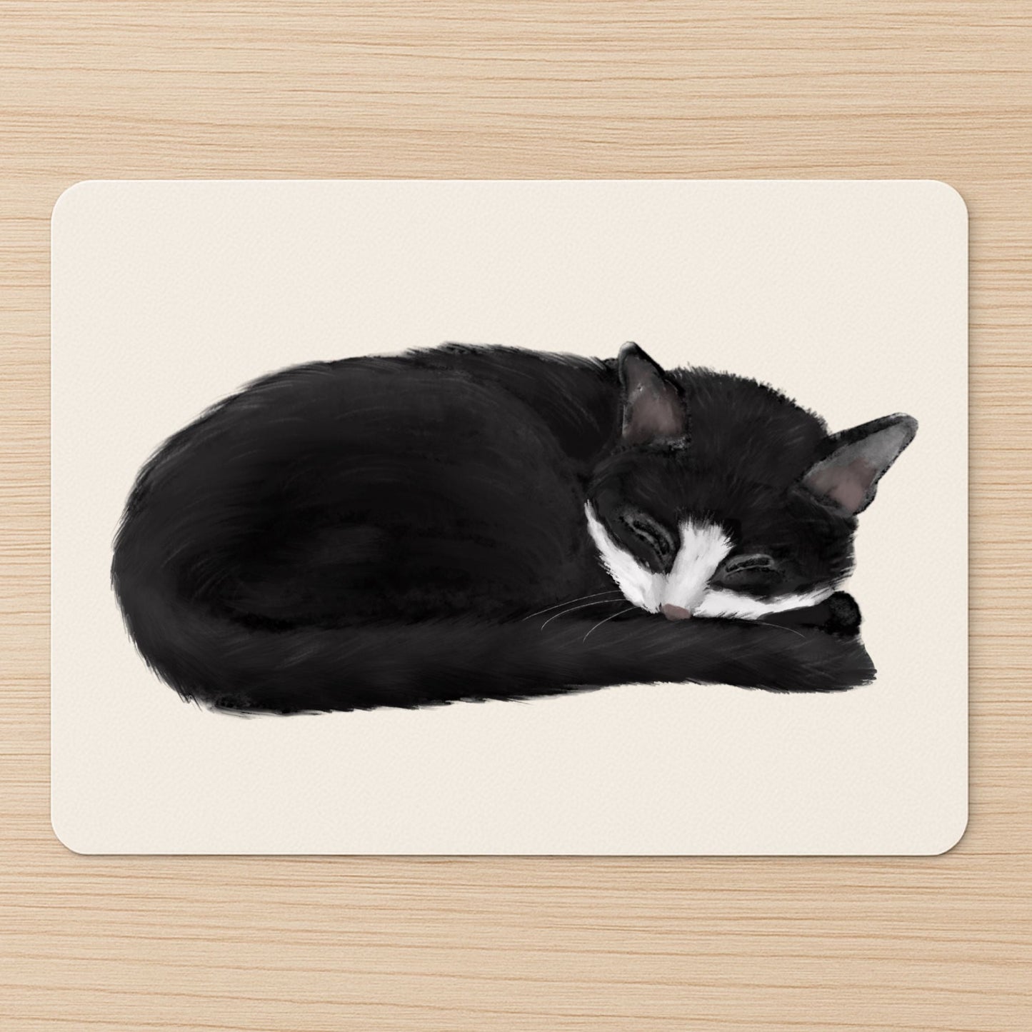 Sleeping Tuxedo Cat Mousepad - MerikaArt