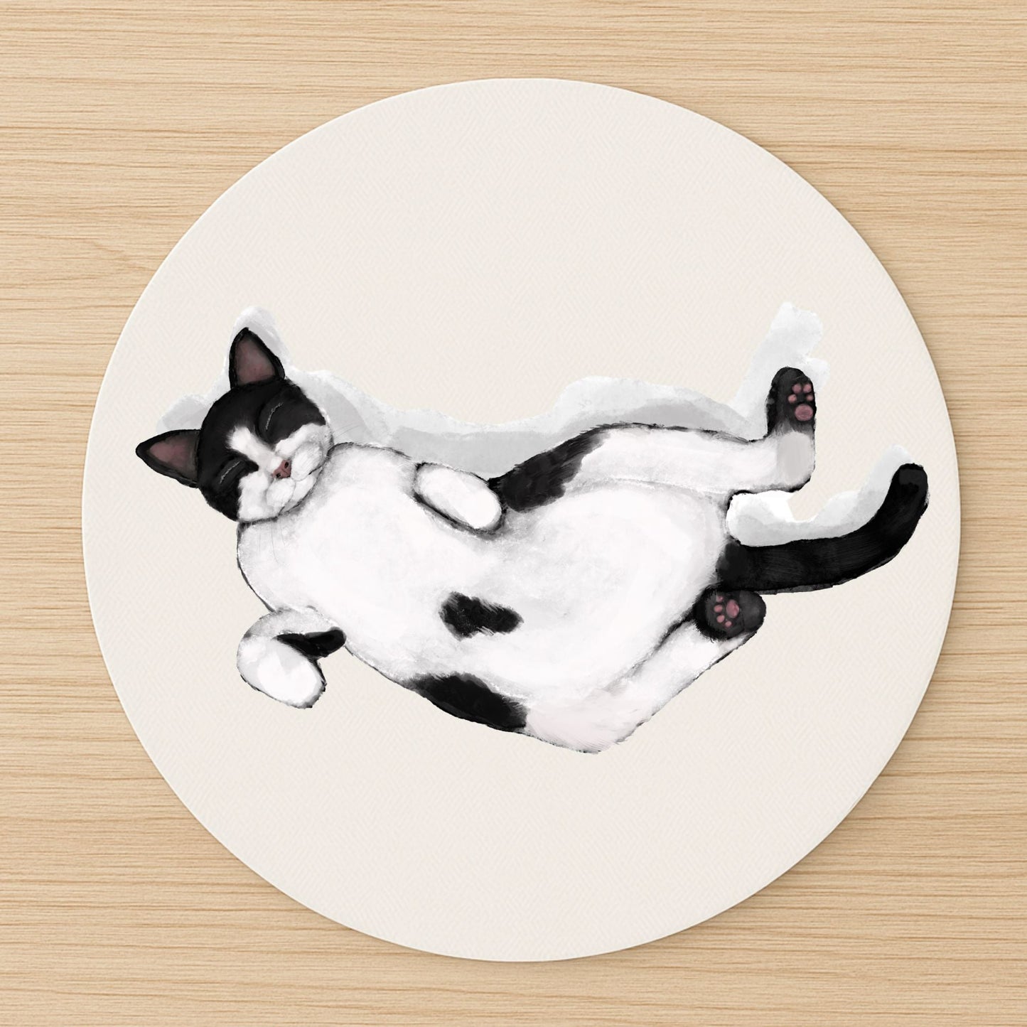 Sleeping Tuxedo Cat Mousepad - MerikaArt