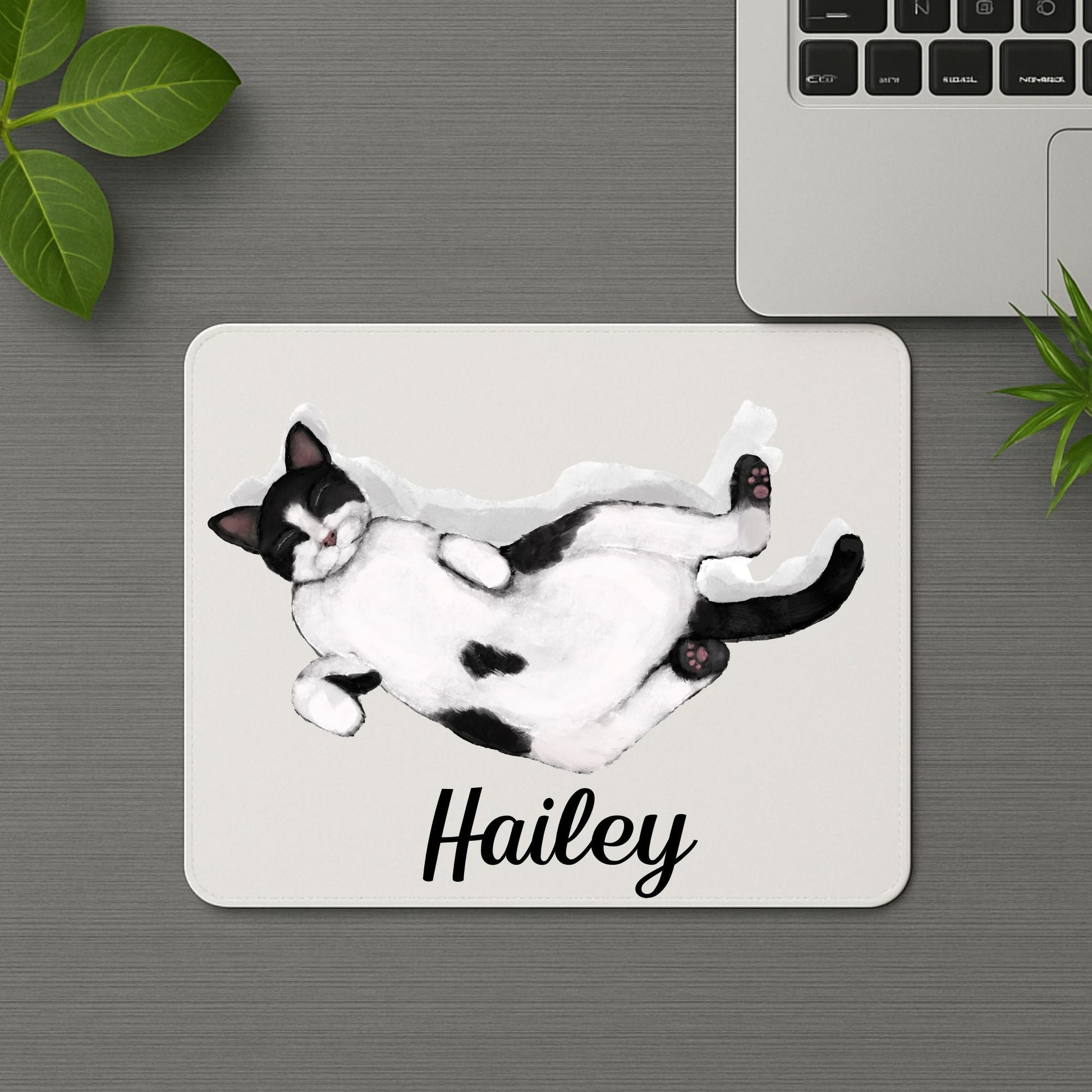 Sleeping Tuxedo Cat Mousepad - MerikaArt