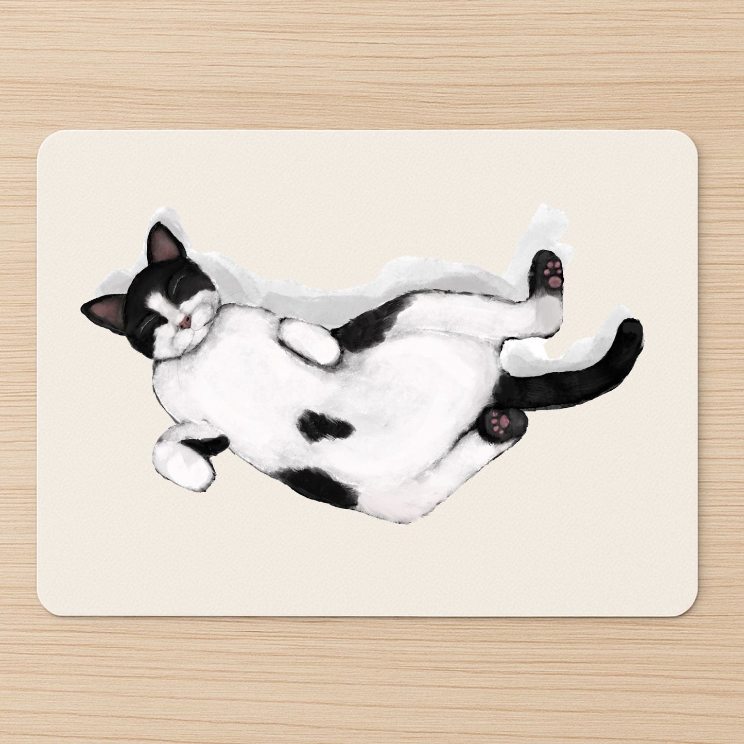 Sleeping Tuxedo Cat Mousepad - MerikaArt