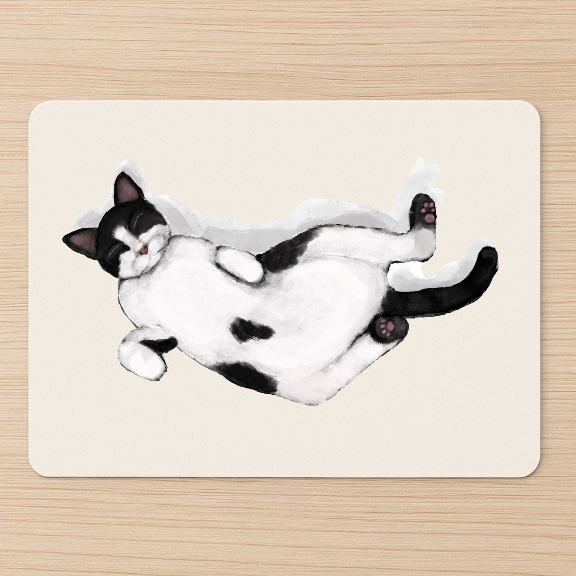Sleeping Tuxedo Cat Mousepad - MerikaArt