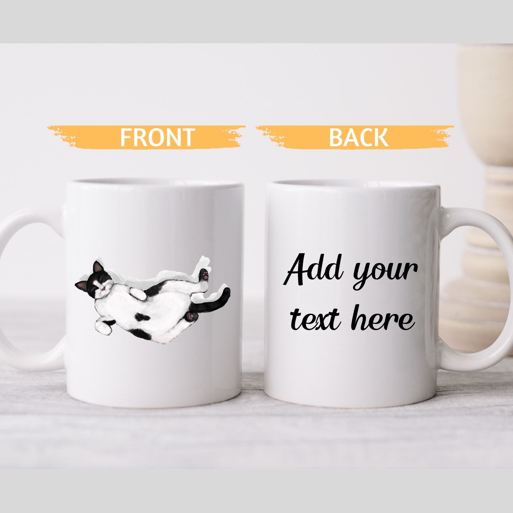 Sleeping Tuxedo Cat Mug - MerikaArt