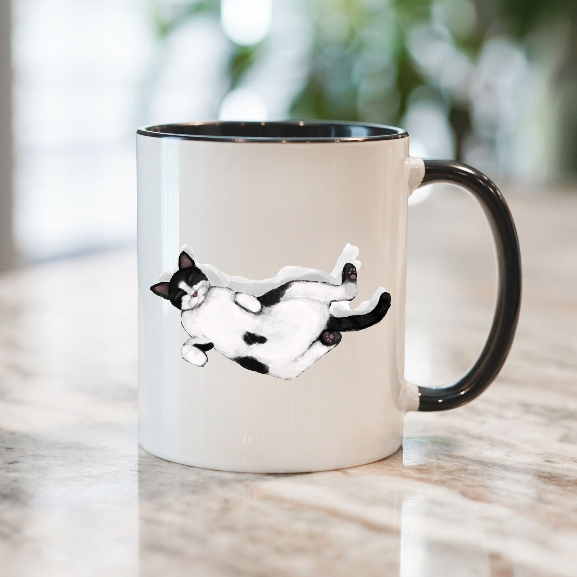 Sleeping Tuxedo Cat Mug - MerikaArt