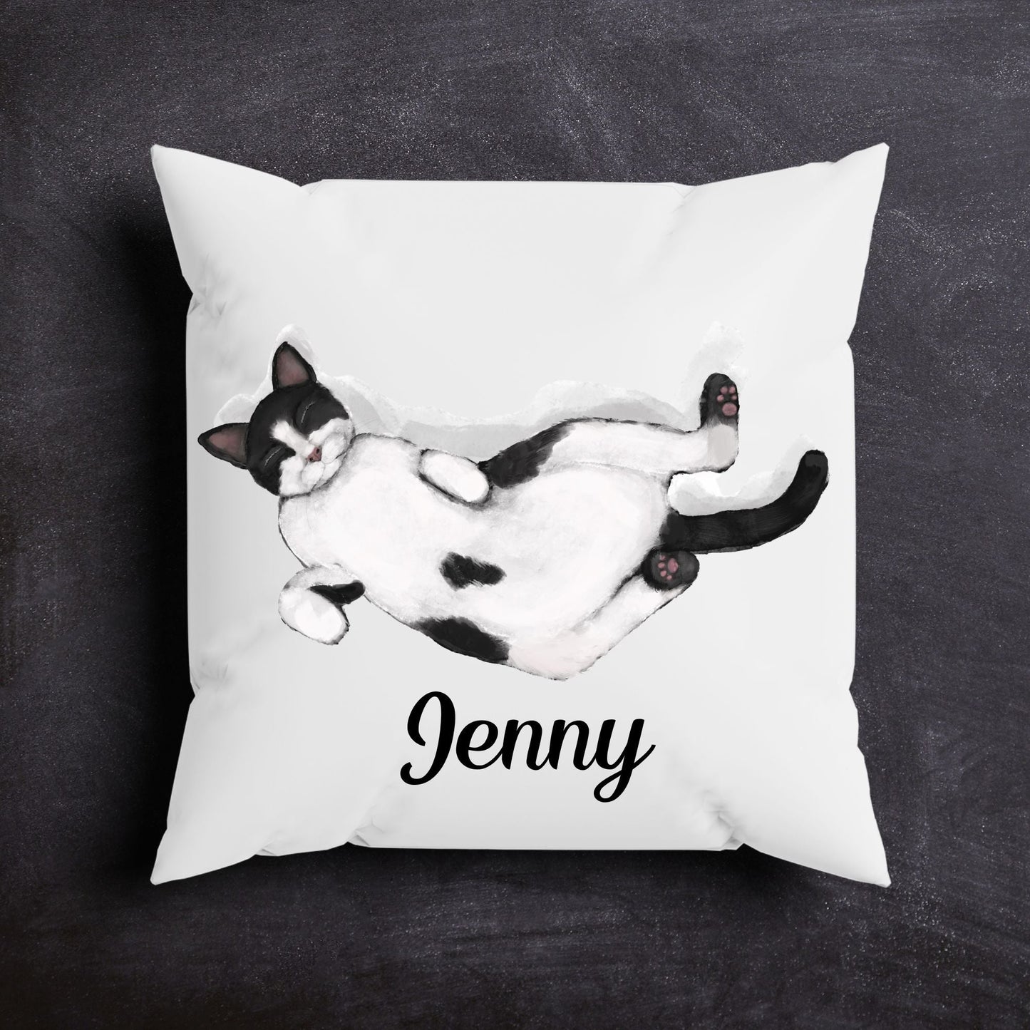 Sleeping Tuxedo Cat Pillow - MerikaArt