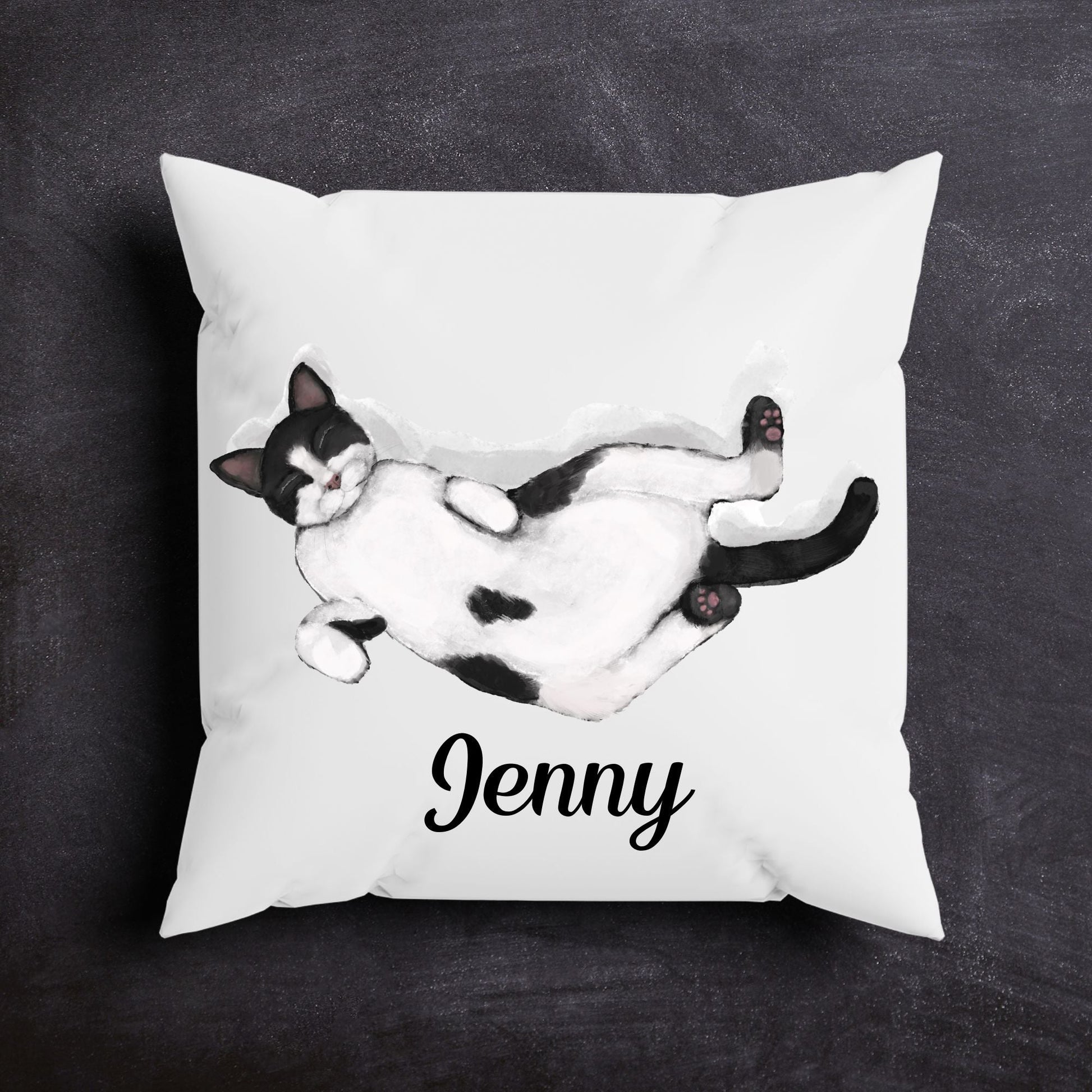Sleeping Tuxedo Cat Pillow - MerikaArt