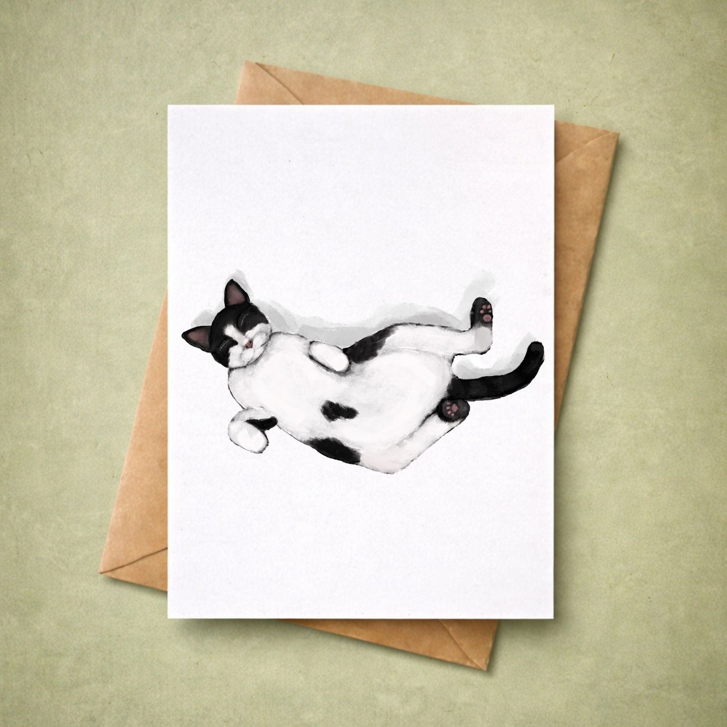 Sleeping Tuxedo Cat Postcard - MerikaArt