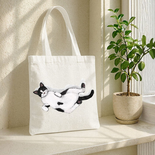 Sleeping Tuxedo Cat Tote Bag - MerikaArt
