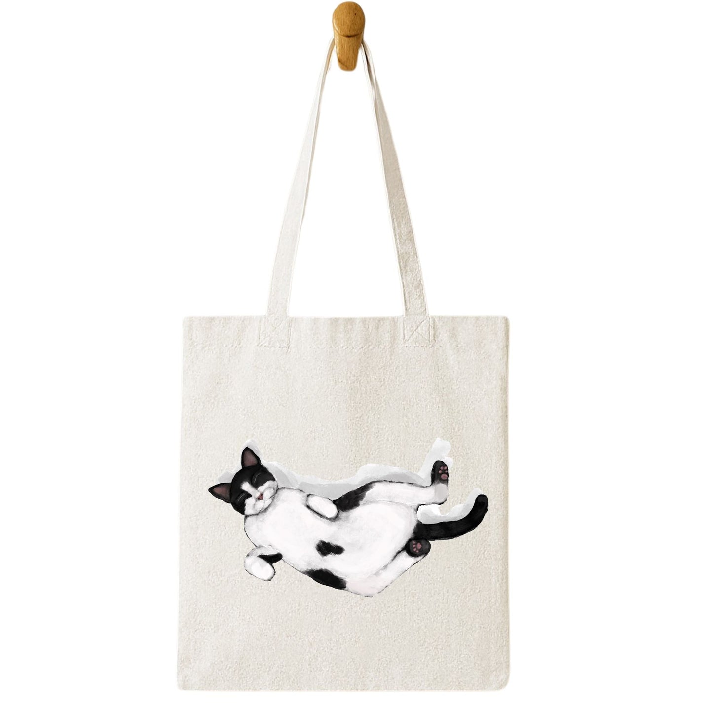 Sleeping Tuxedo Cat Tote Bag - MerikaArt