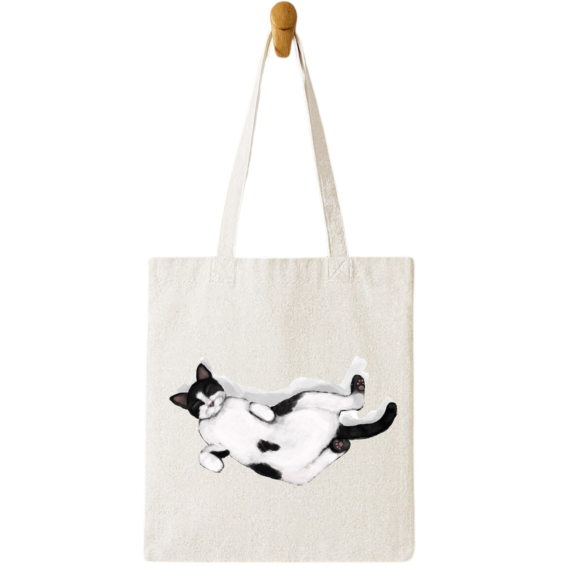 Sleeping Tuxedo Cat Tote Bag - MerikaArt
