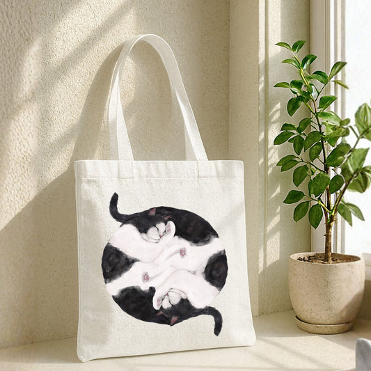 Sleeping Tuxedo Cats Canvas Tote Bag - MerikaArt