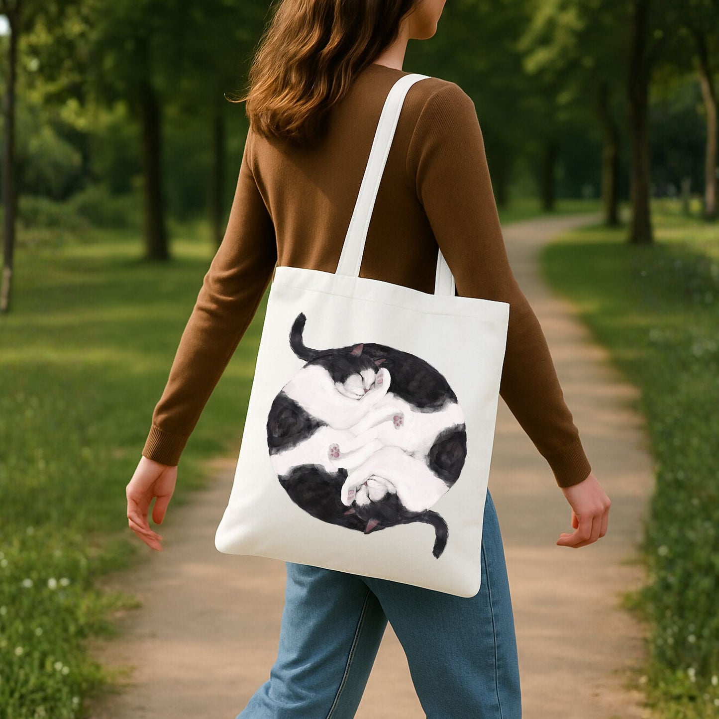 Sleeping Tuxedo Cats Canvas Tote Bag - MerikaArt