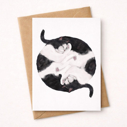 Sleeping Tuxedo Cats Postcard - MerikaArt