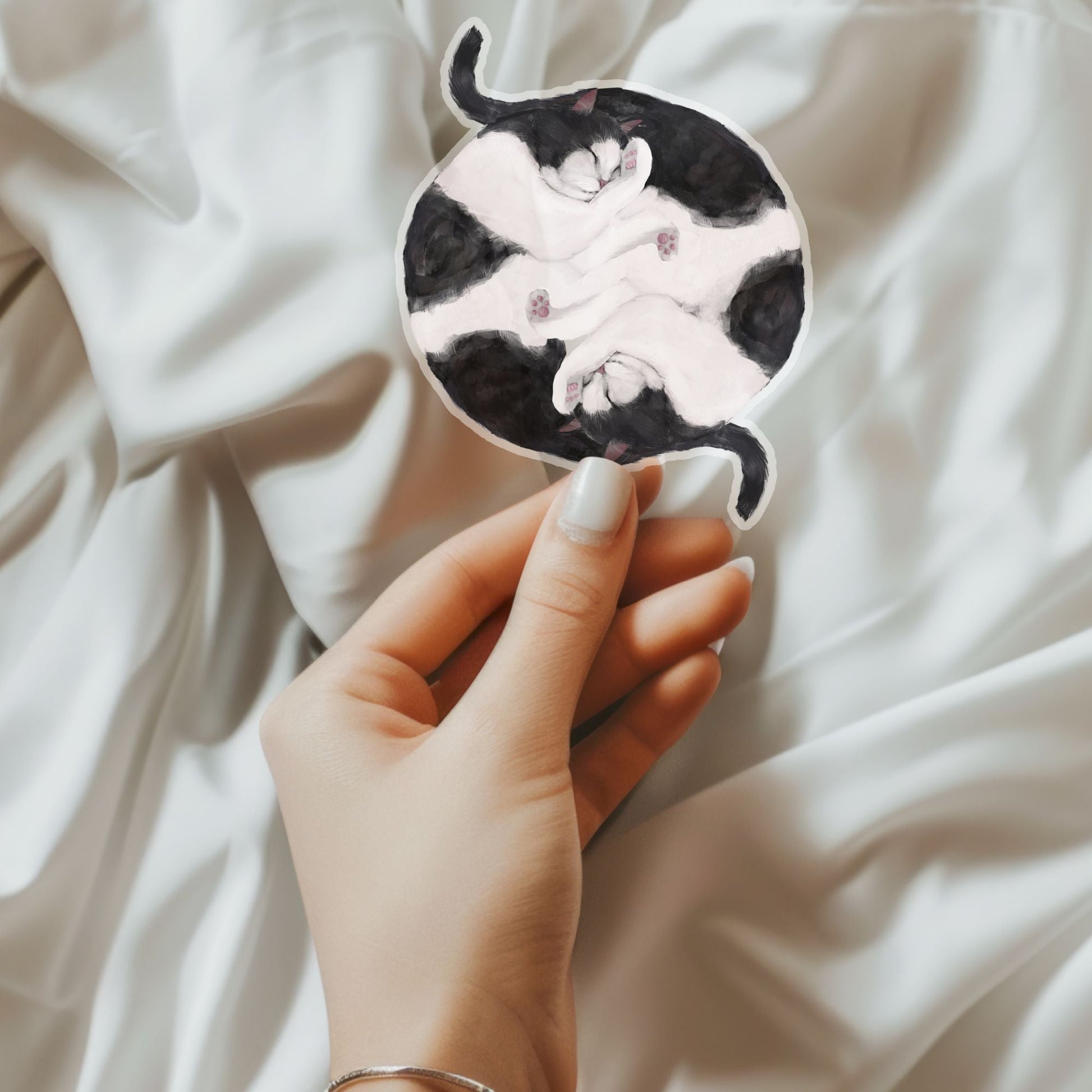 Sleeping Tuxedo Cats Vinyl Sticker - MerikaArt