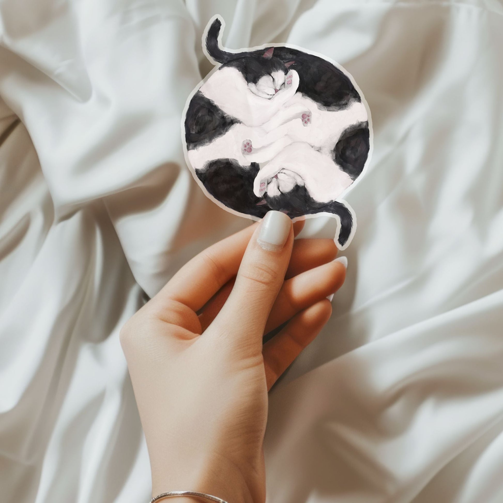 Sleeping Tuxedo Cats Vinyl Sticker - MerikaArt