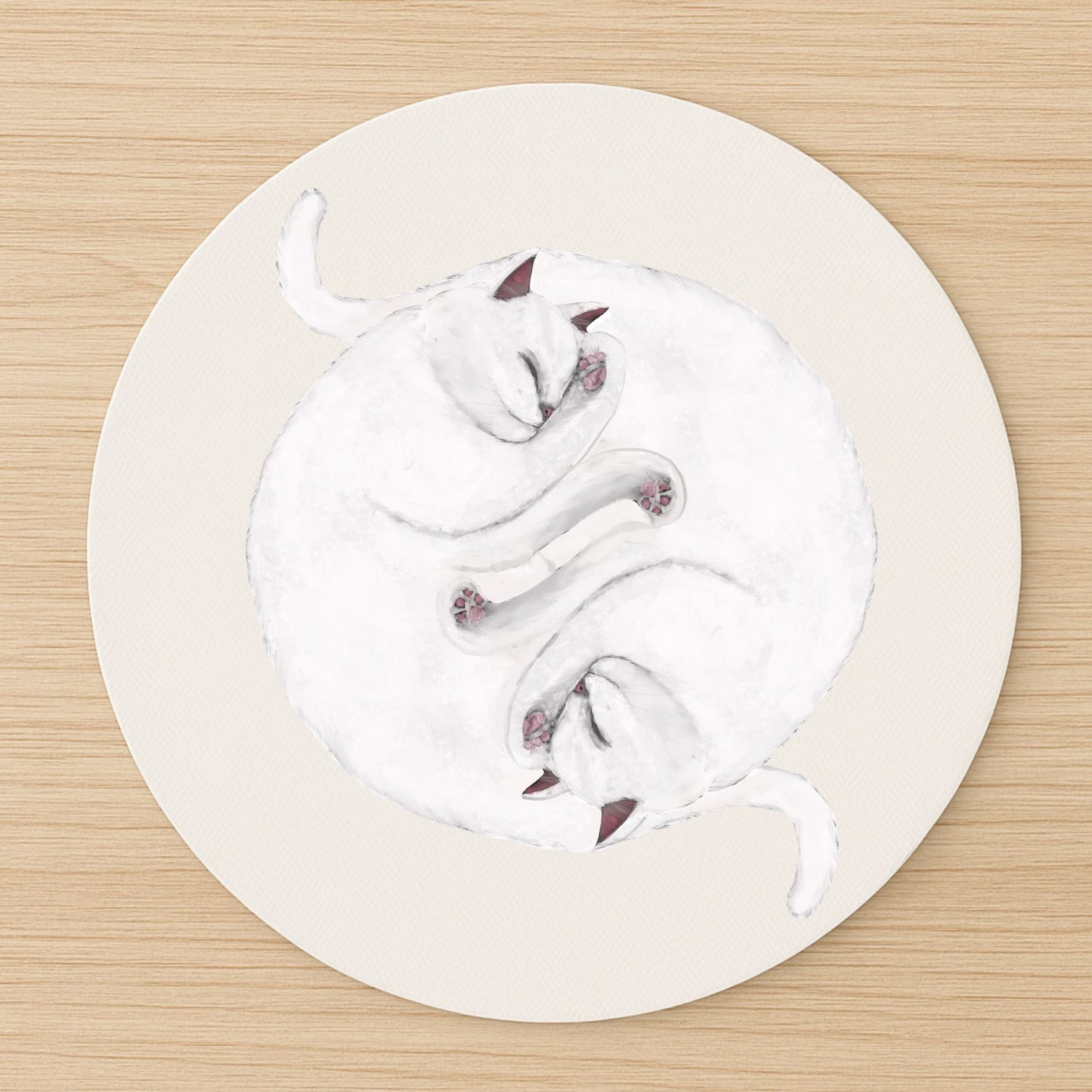 Sleeping White Cats Mousepad - MerikaArt