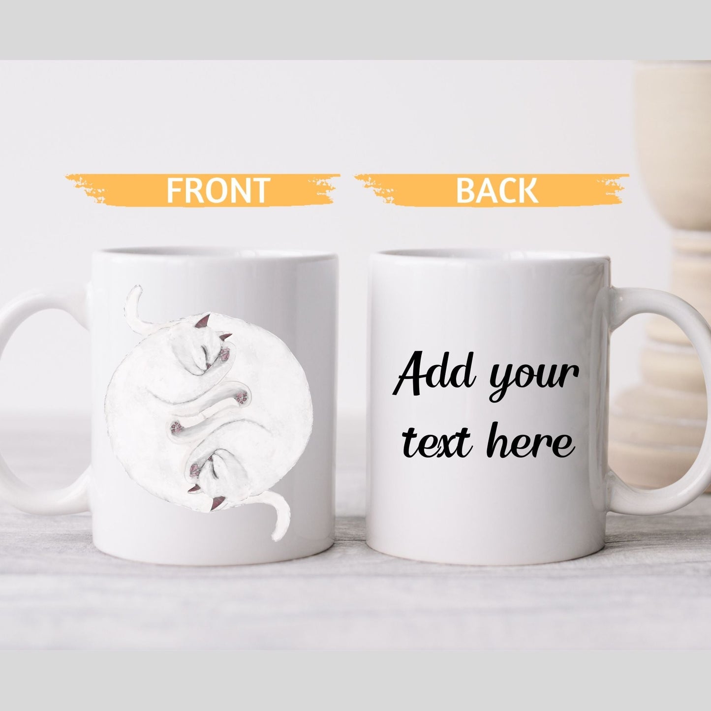 Sleeping White Cats Mug - MerikaArt