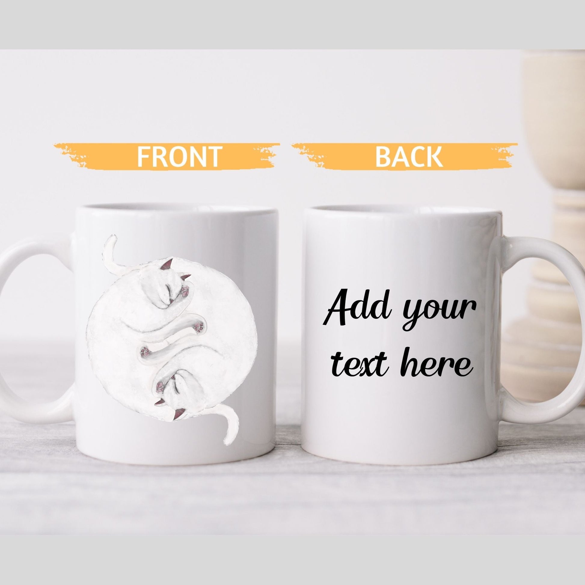 Sleeping White Cats Mug - MerikaArt