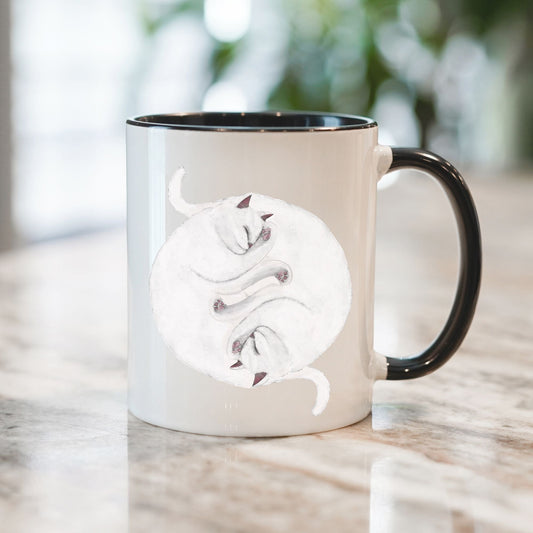 Sleeping White Cats Mug - MerikaArt